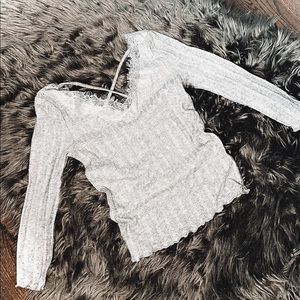 Lace Cropped Long Sleeve Top